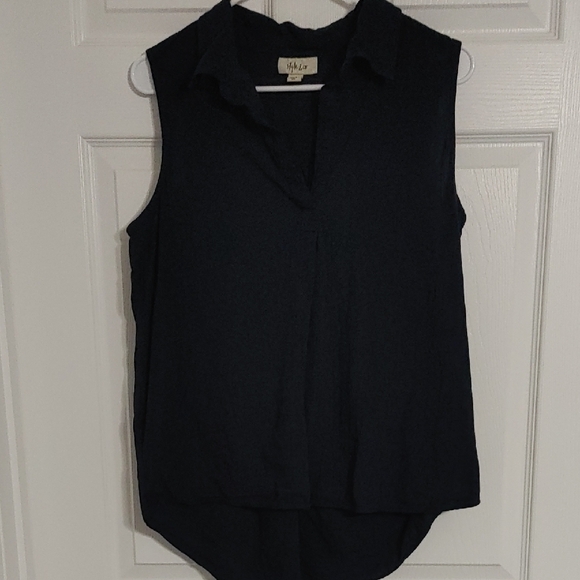 Style & Co. Tops - Style & Co. Sleeveless Navy Blouse Sz Large Relaxed Fit EUC
